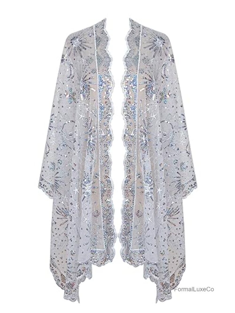 Women's 1920s Sequin Shawl Fringed Evening Wrap